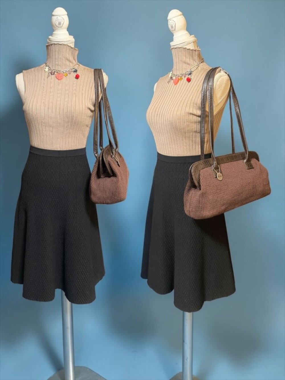 VTG The Sak Hollywood Satchel Brown PP Crochet Moc Croc Framed Shoulder Bag Y2K - Picture 2 of 8